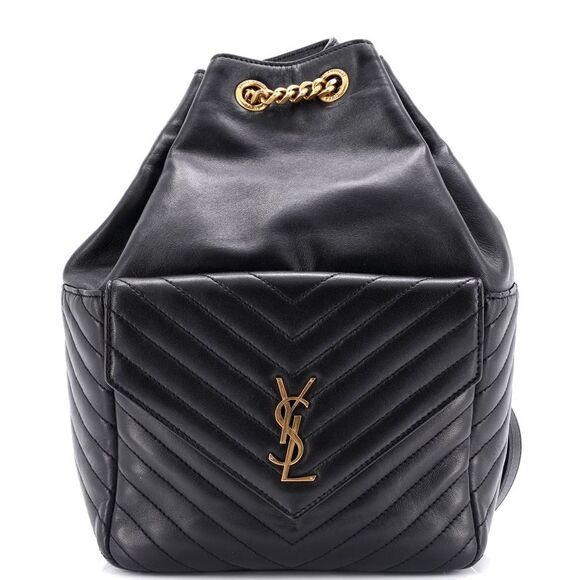 Saint Laurent Joe Backpack Matelasse Chevron Leather Black - Picture 1 of 6